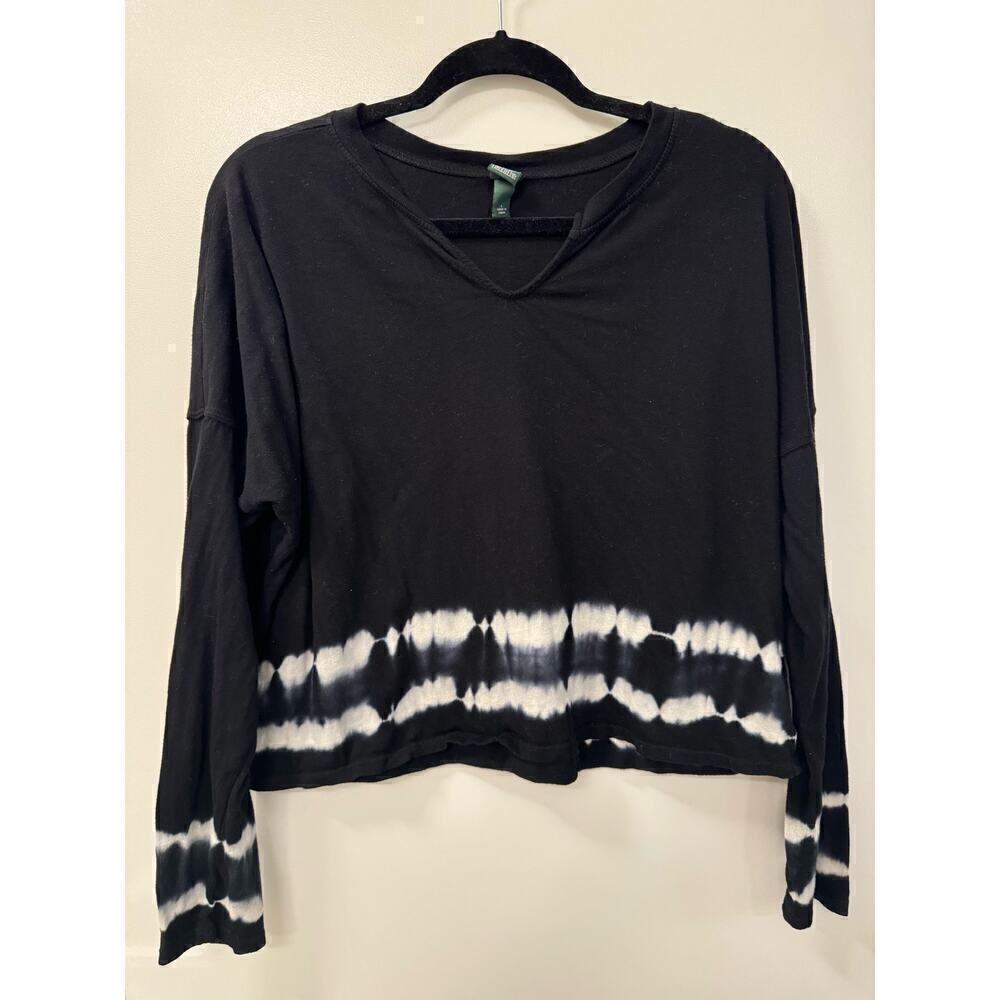 Wild Fable Large Boxy Long Sleeve Black and Tie Dye Cotton Tee Top